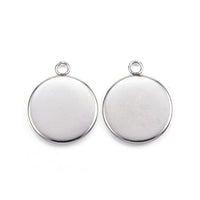 10 Stainless steel pendant cabochon settings, flat round, 6, 8, 10, 12 or 14mm tray