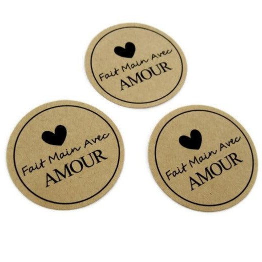 24 French Stickers - Fait Main Avec Amour