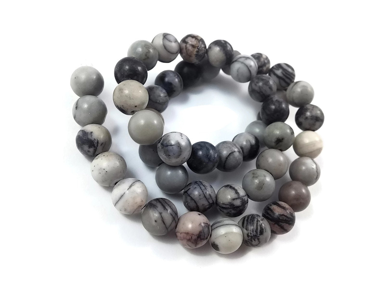 Network Stone Round Beads Strands 6 or 8mm