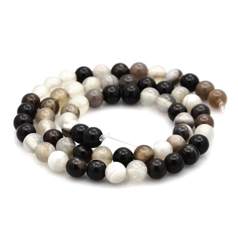 Pierres Naturelles Agate Rayées Rondes 6mm
