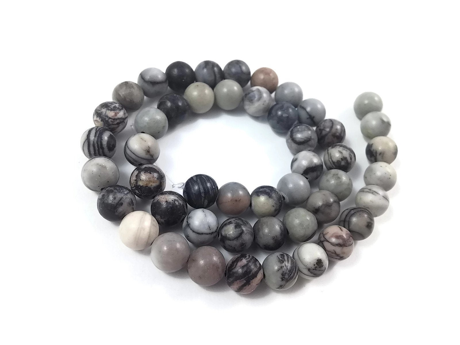 Network Stone Round Beads Strands 6 or 8mm