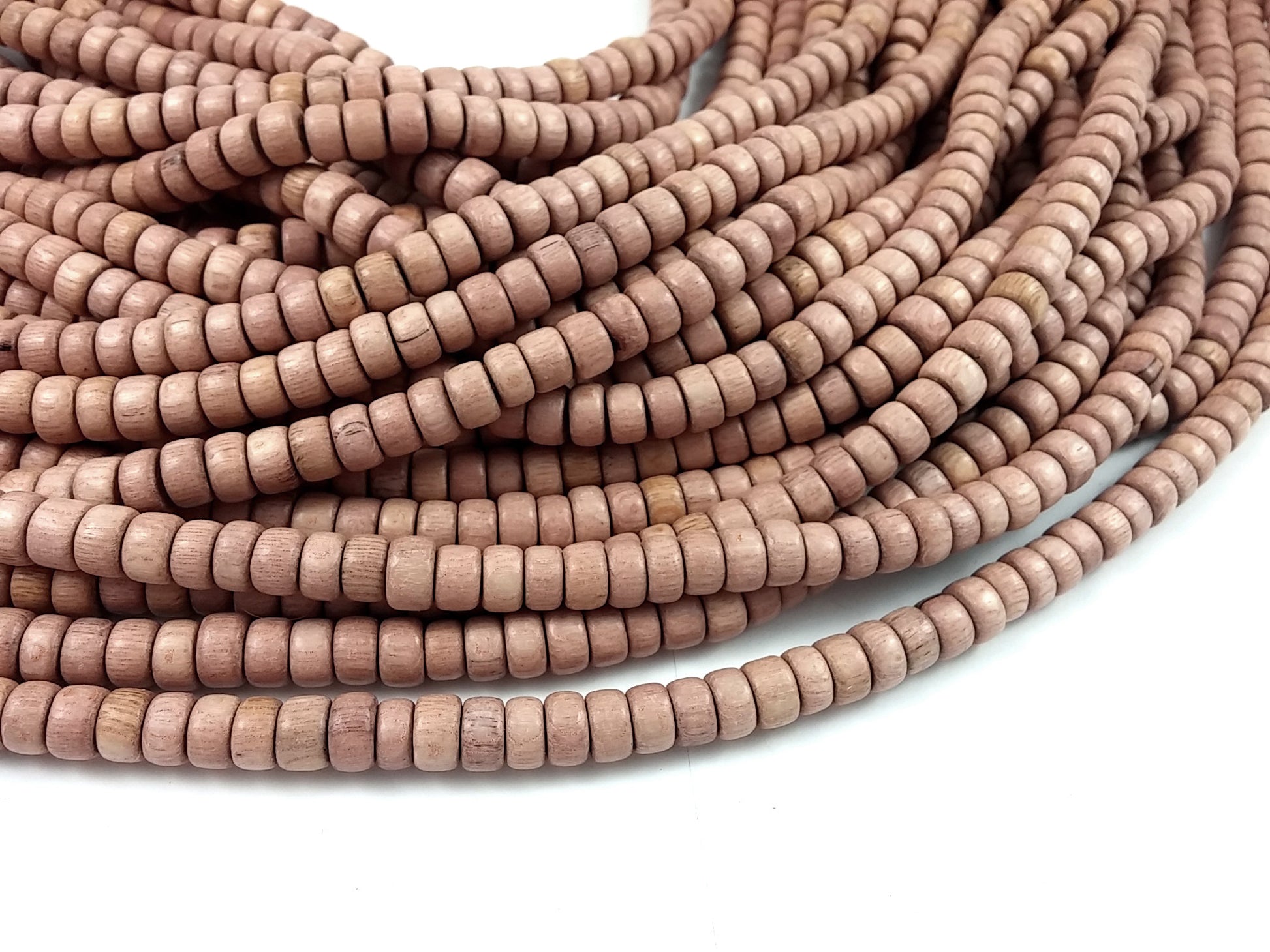 Rosewood beads 8mm - Natural Mala Wooden Beads - Rondelle