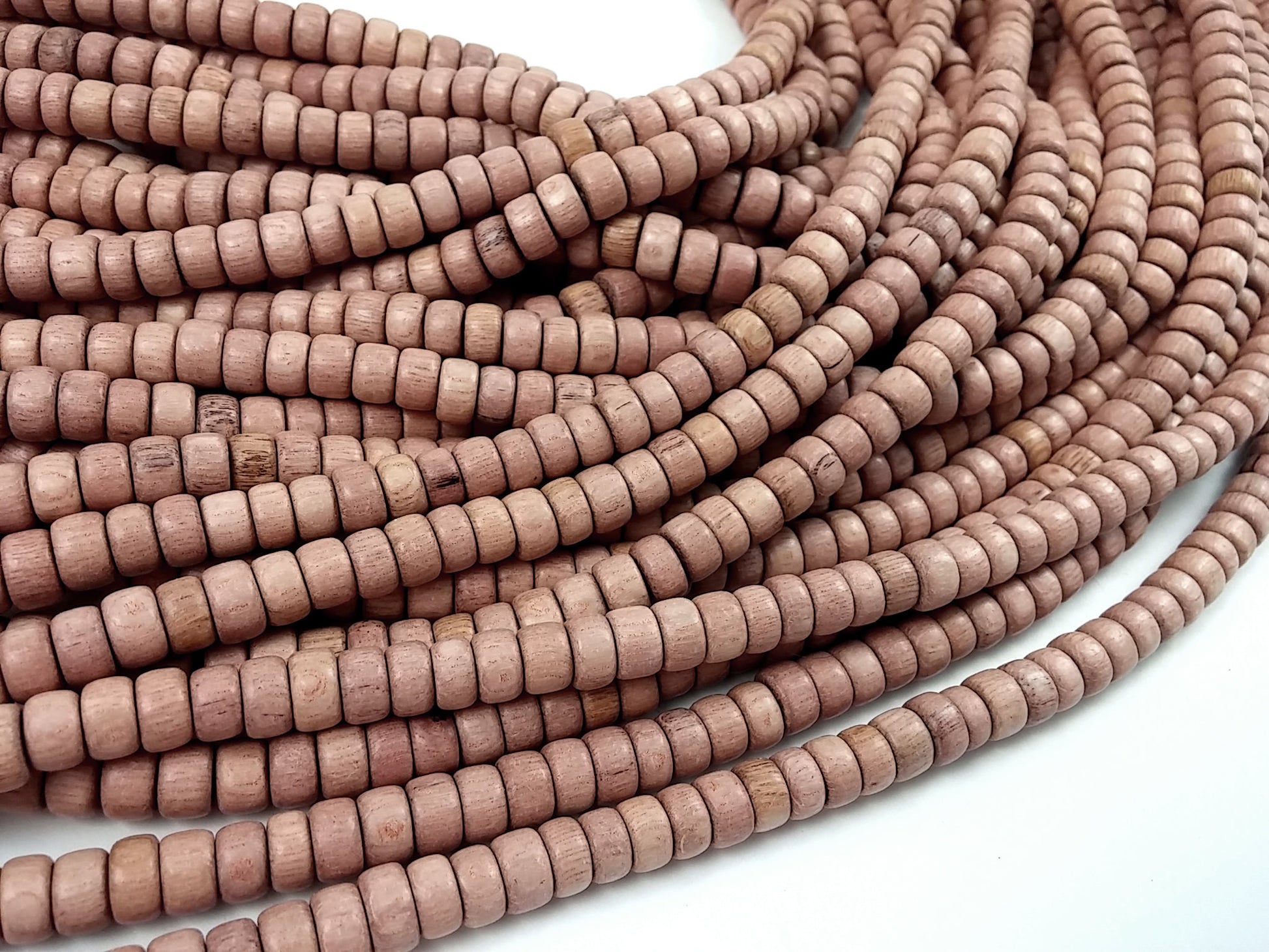 Rosewood beads 8mm - Natural Mala Wooden Beads - Rondelle