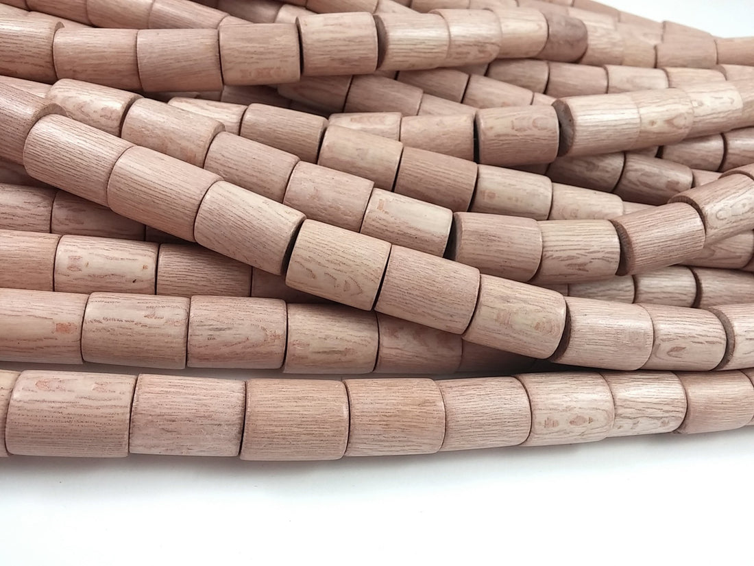 7 Perles tubes en bois de rose naturel 15 x 20mm