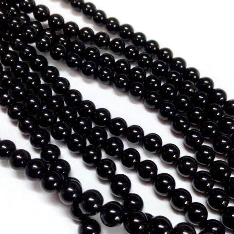 Pierres Naturelles Agate Noire Rondes 4 ou 6mm