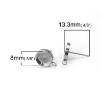 Tiges avec anneaux pour boucle d'oreille avec support à cabochon 6, 8 ou 10mm en acier inoxydable hypoallergénique