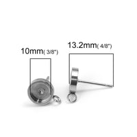 Tiges avec anneaux pour boucle d'oreille avec support à cabochon 6, 8 ou 10mm en acier inoxydable hypoallergénique
