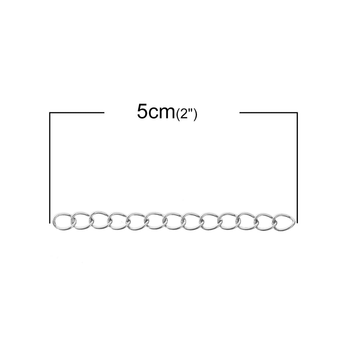 10 Stainless steel extension jewelry chains - Tail extender 50mm - Two sizes available