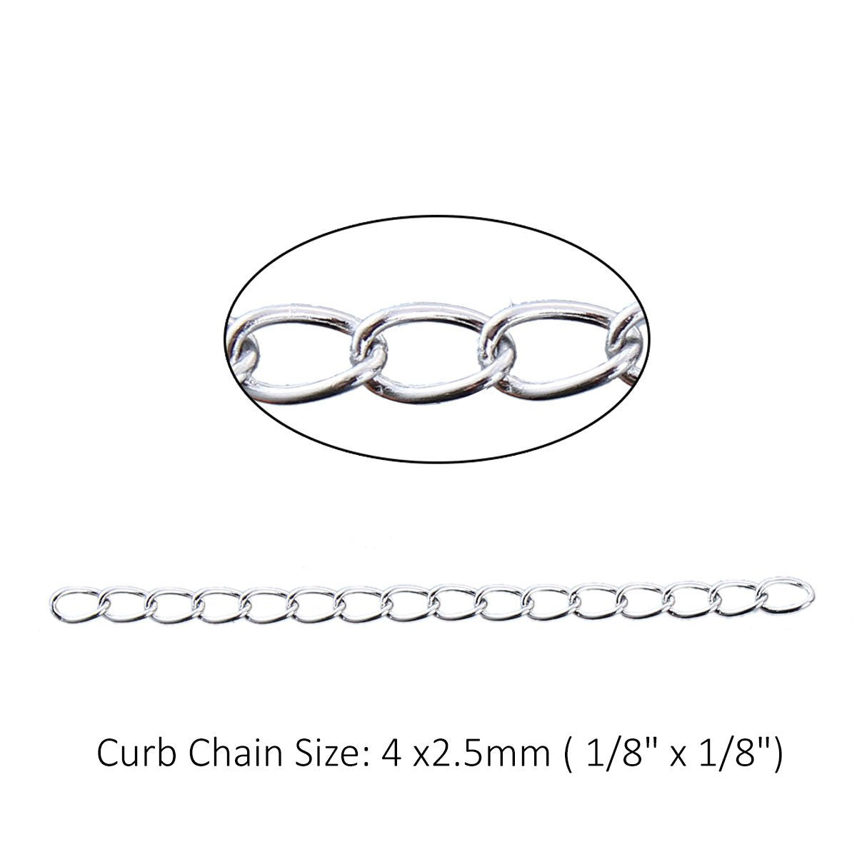 10 Stainless steel extension jewelry chains - Tail extender 50mm - Two sizes available