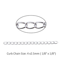 10 Stainless steel extension jewelry chains - Tail extender 50mm - Two sizes available