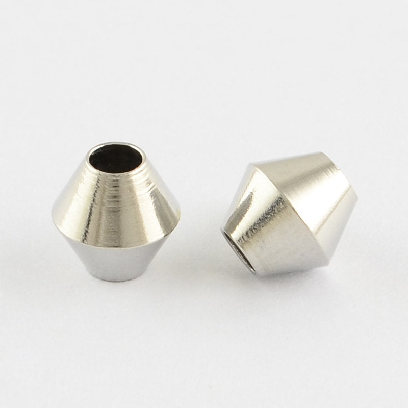 10 Stainless Steel Bicone Beads 6mm