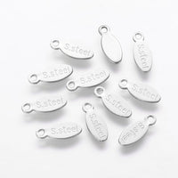 10 Stainless steel chain tabs, drop, 10mm