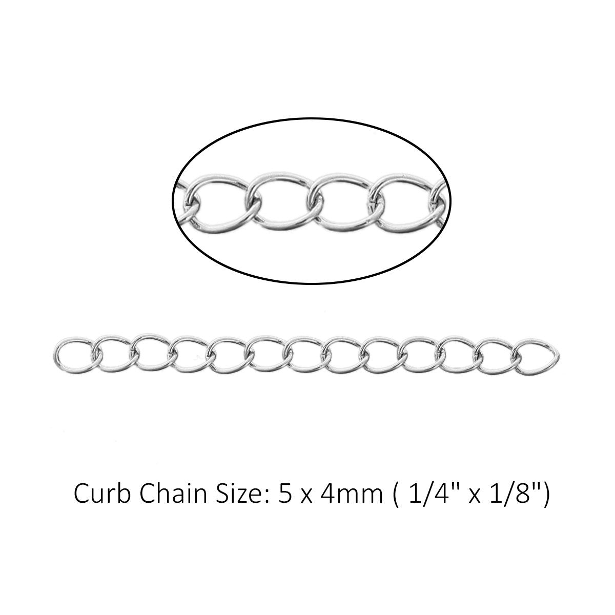 10 Stainless steel extension jewelry chains - Tail extender 50mm - Two sizes available