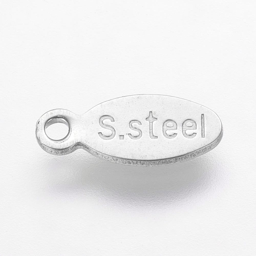 10 Stainless steel chain tabs, drop, 10mm