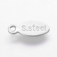10 Stainless steel chain tabs, drop, 10mm