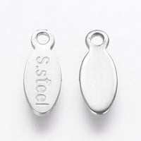 10 Stainless steel chain tabs, drop, 10mm