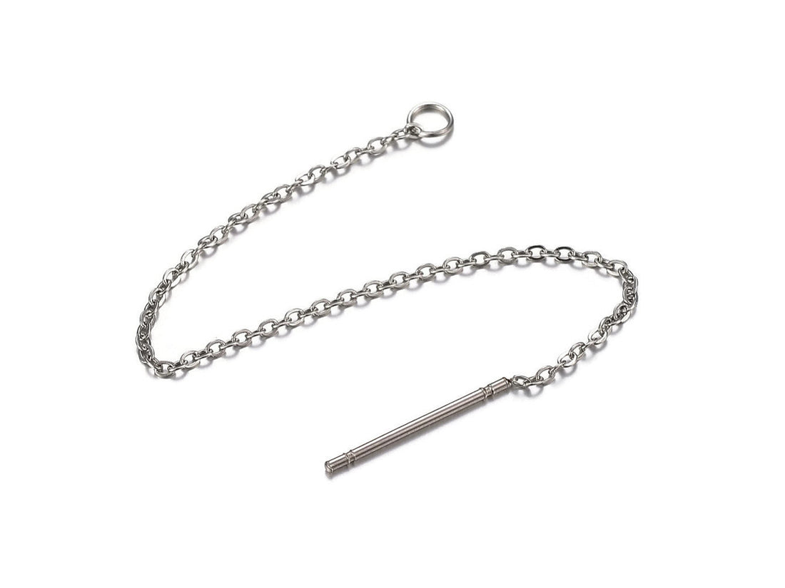 10 Stainless steel chain ear thread with closed ring - Hypoallergenic