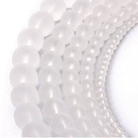 Perles Blanches Givrées, Rondes, 6, 8 ou 10mm