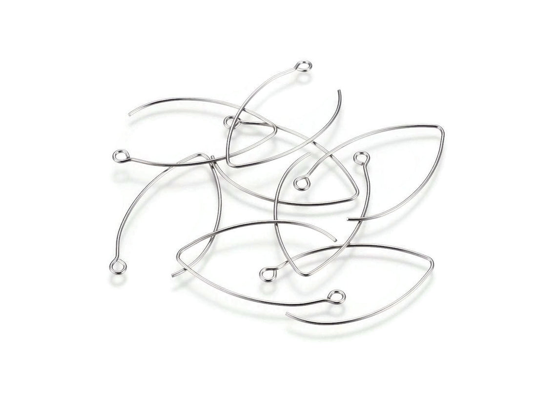 10 Stainless Steel Marquis earring hooks 41x22mm