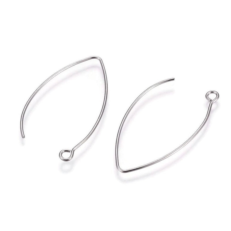 10 Stainless Steel Marquis earring hooks 41x22mm