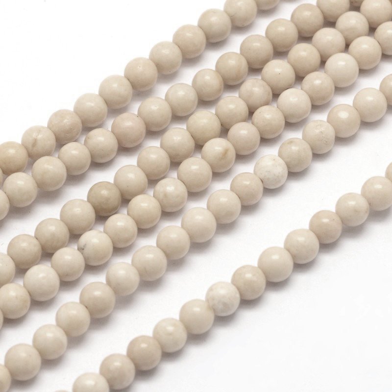 Pierres Bois Pétrifié Naturel Rondes 4mm