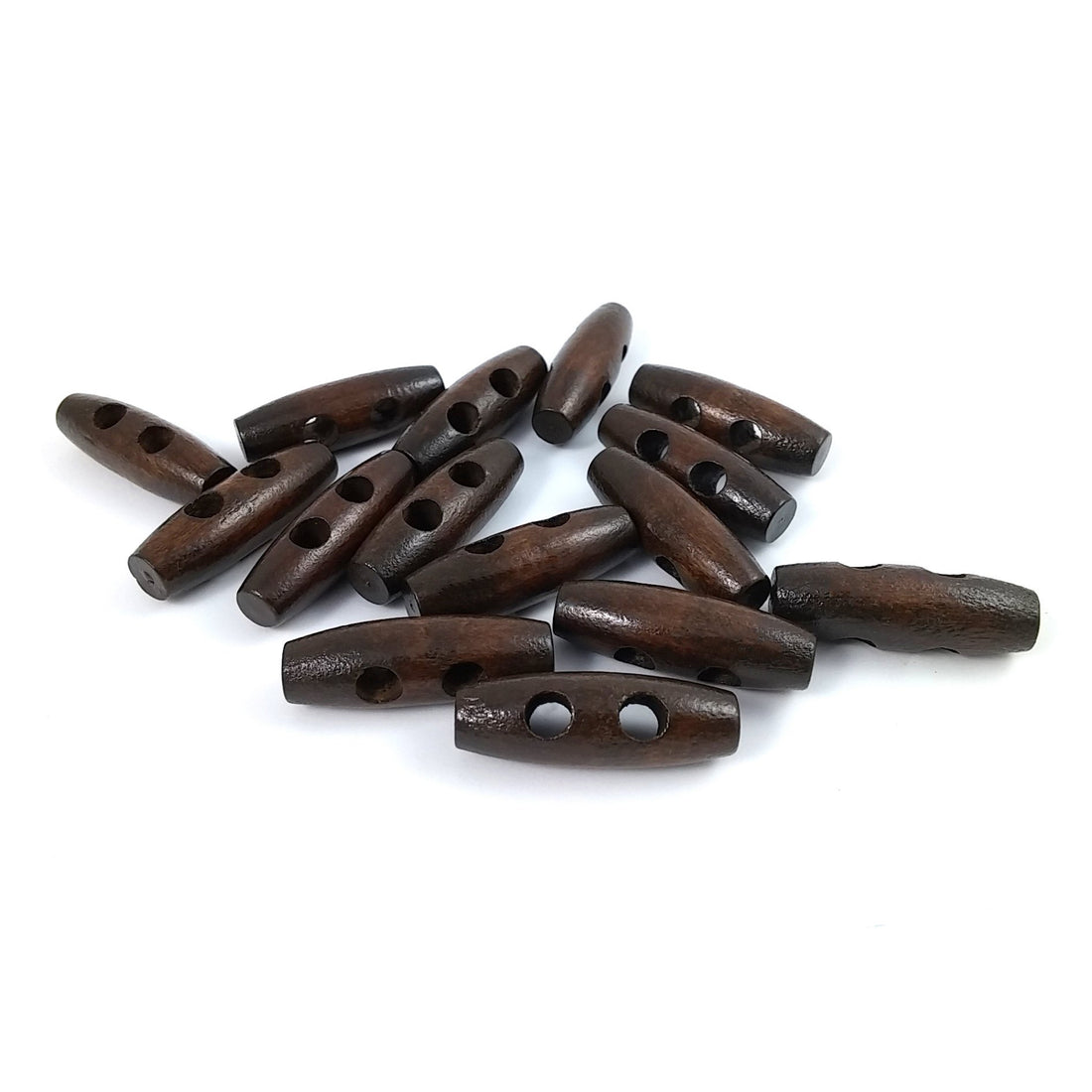 Wholesale wooden Toggle Buttons - Dark Brown 3.5 x 1.1cm - Bulk set of 15