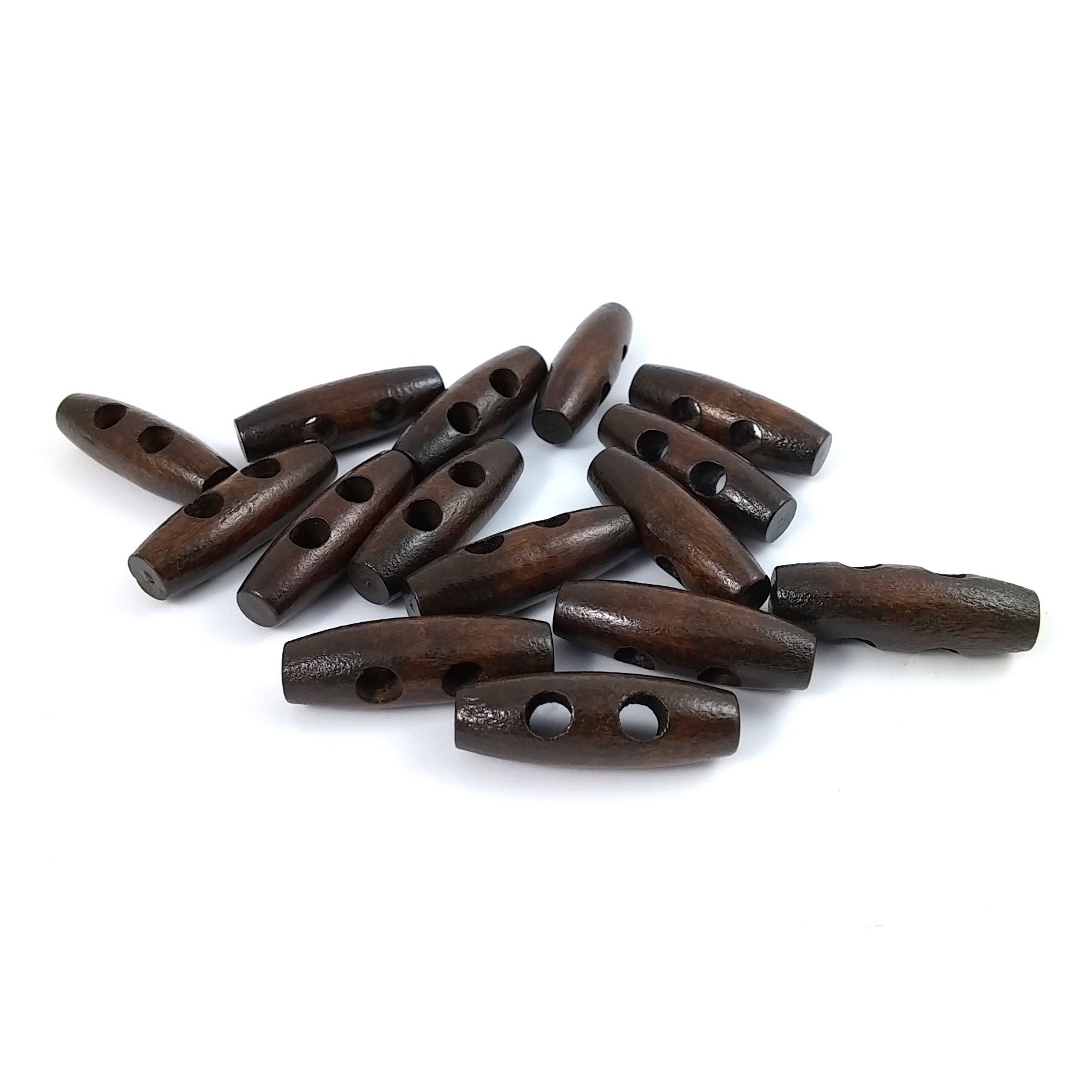 Wholesale wooden Toggle Buttons - Dark Brown 3.5 x 1.1cm - Bulk set of 15