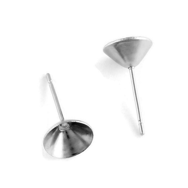 10 Stainless steel Point Back Rhinestone earring post hypoallergenic 3, 4, 5, 6 or 8mm stud earrings
