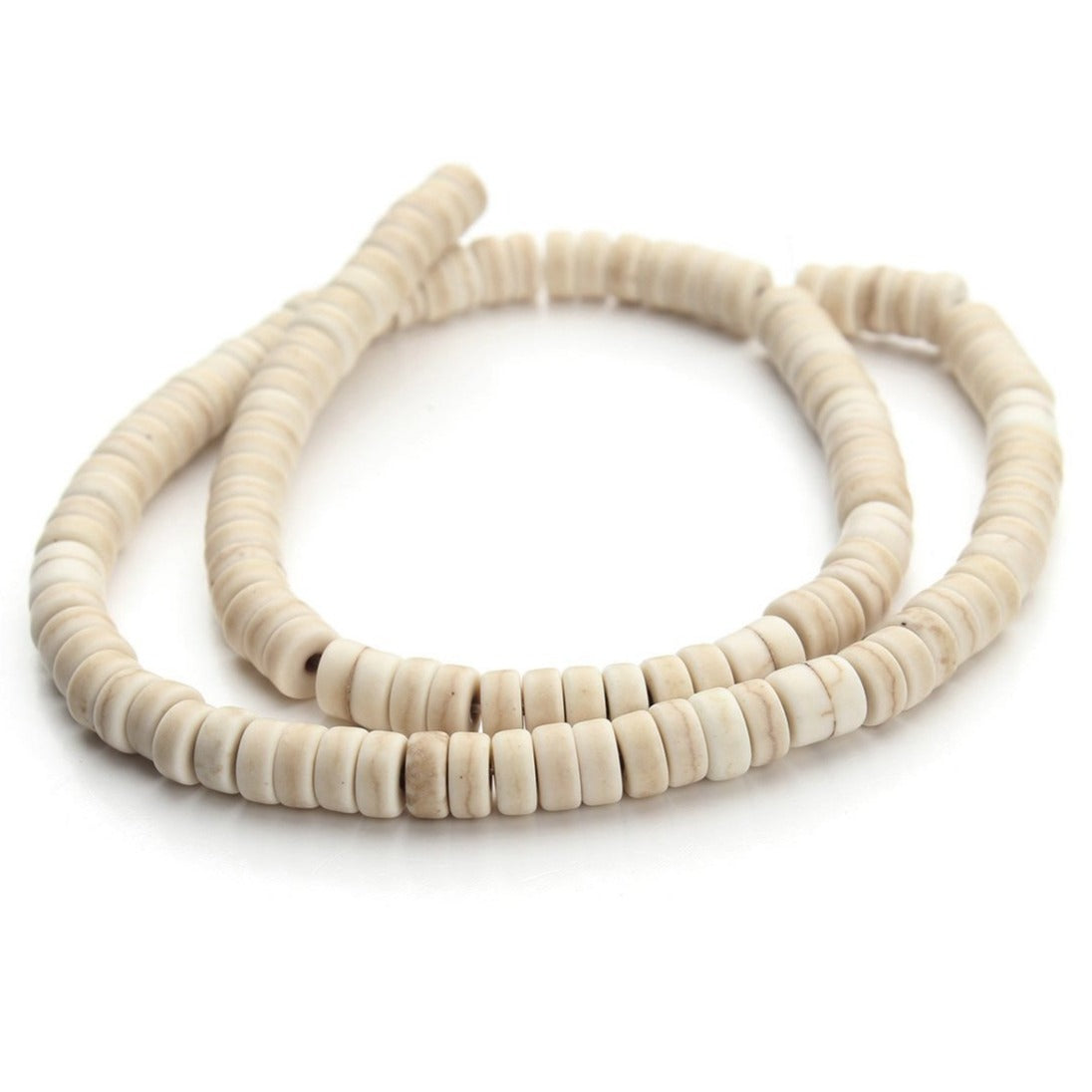 Pierres Naturelles Turquoise blanches en rondelle 6mm