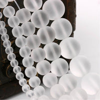 Perles Blanches Givrées, Rondes, 6, 8 ou 10mm