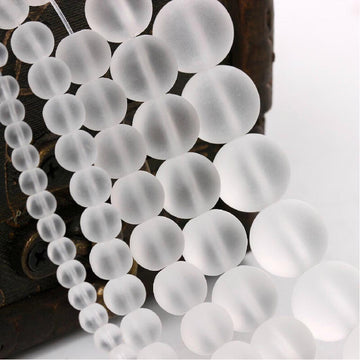 Perles Blanches Givrées, Rondes, 6, 8 ou 10mm