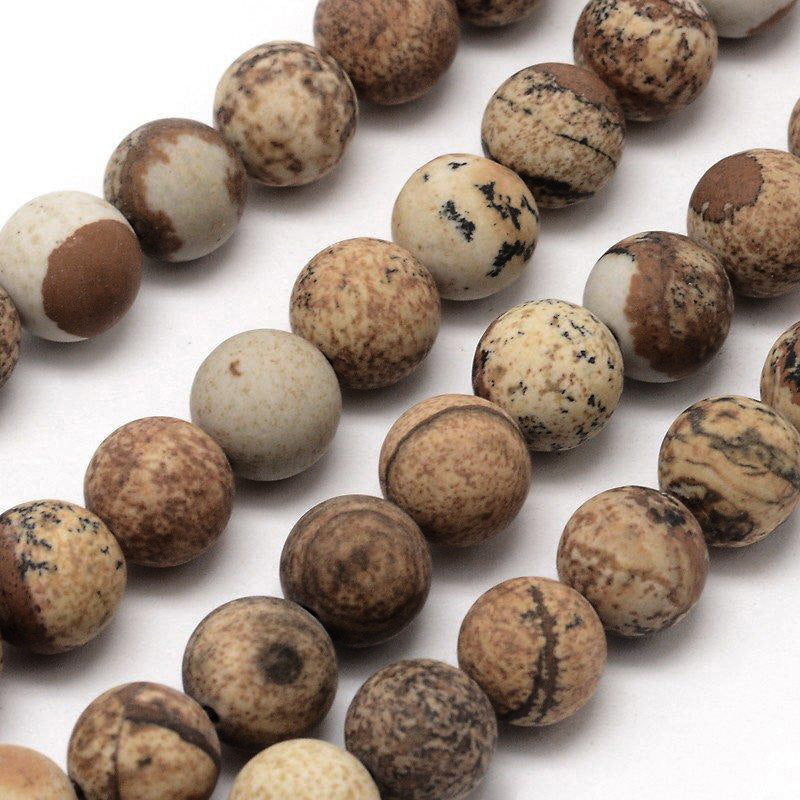 Pierres Naturelles Picture Jasper Givrées Rondes 8mm