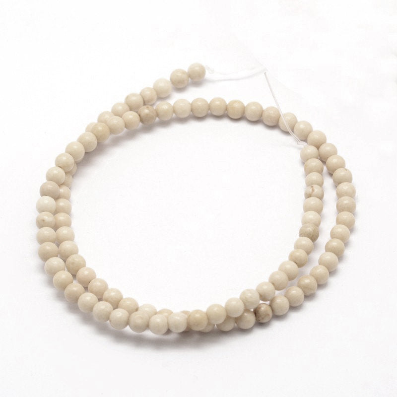 Pierres Bois Pétrifié Naturel Rondes 4mm