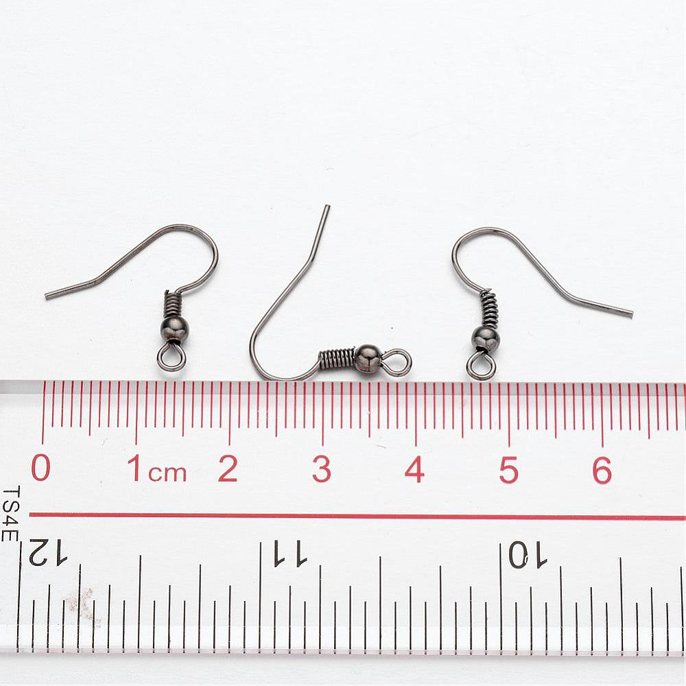 50 Earring hooks - Gunmetal - Nickel free, lead free and cadmium free earwire