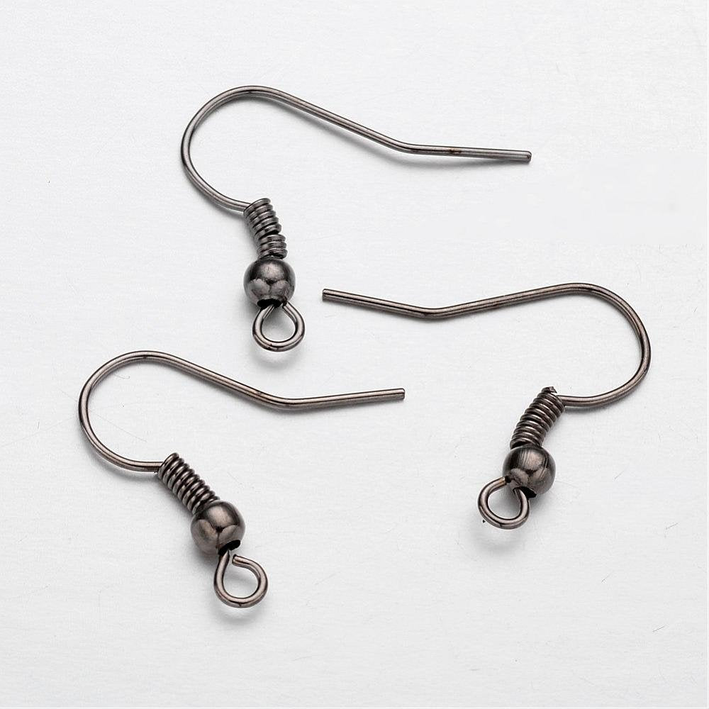 50 Earring hooks - Gunmetal - Nickel free, lead free and cadmium free earwire