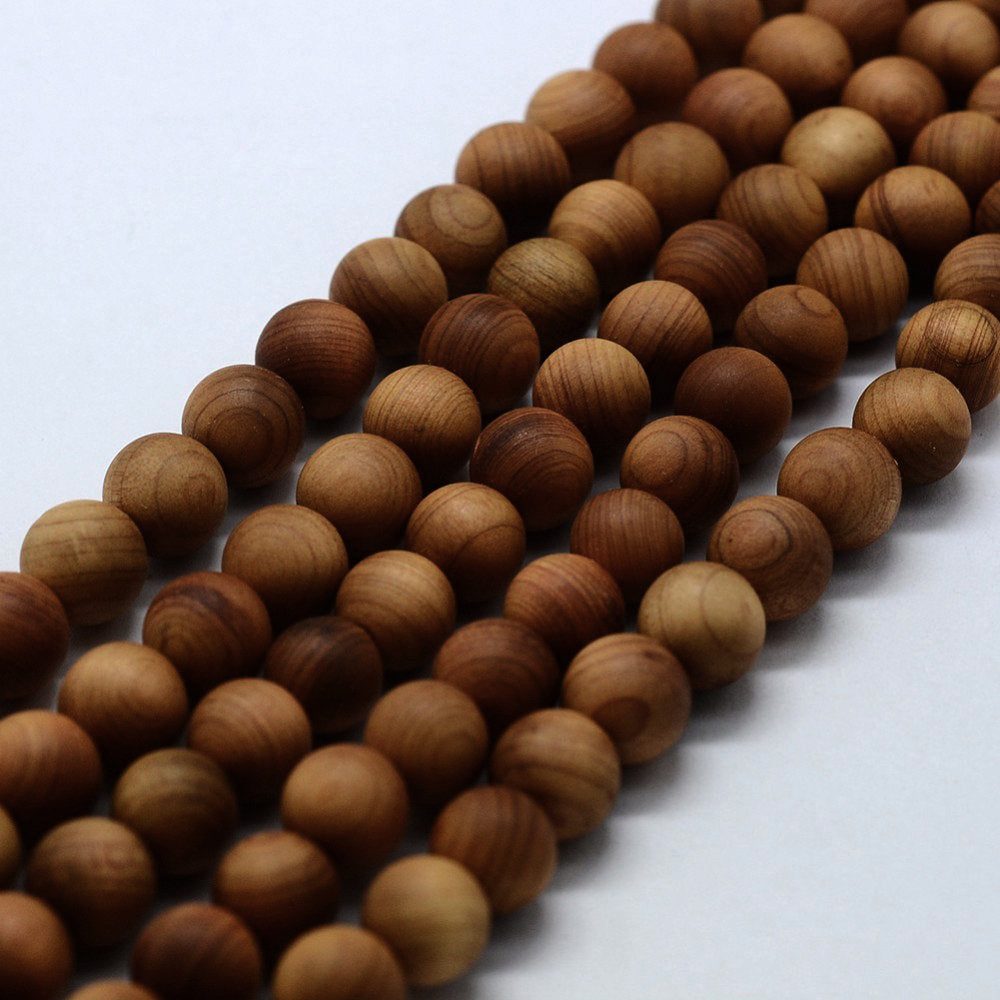 Golden wood beads 6 or 8mm - Natural Mala Wooden Beads