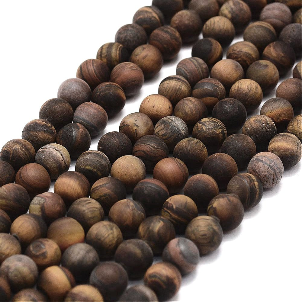 Pierres Naturelles Givrées Rondes 6 ou 8mm - Tiger Eye