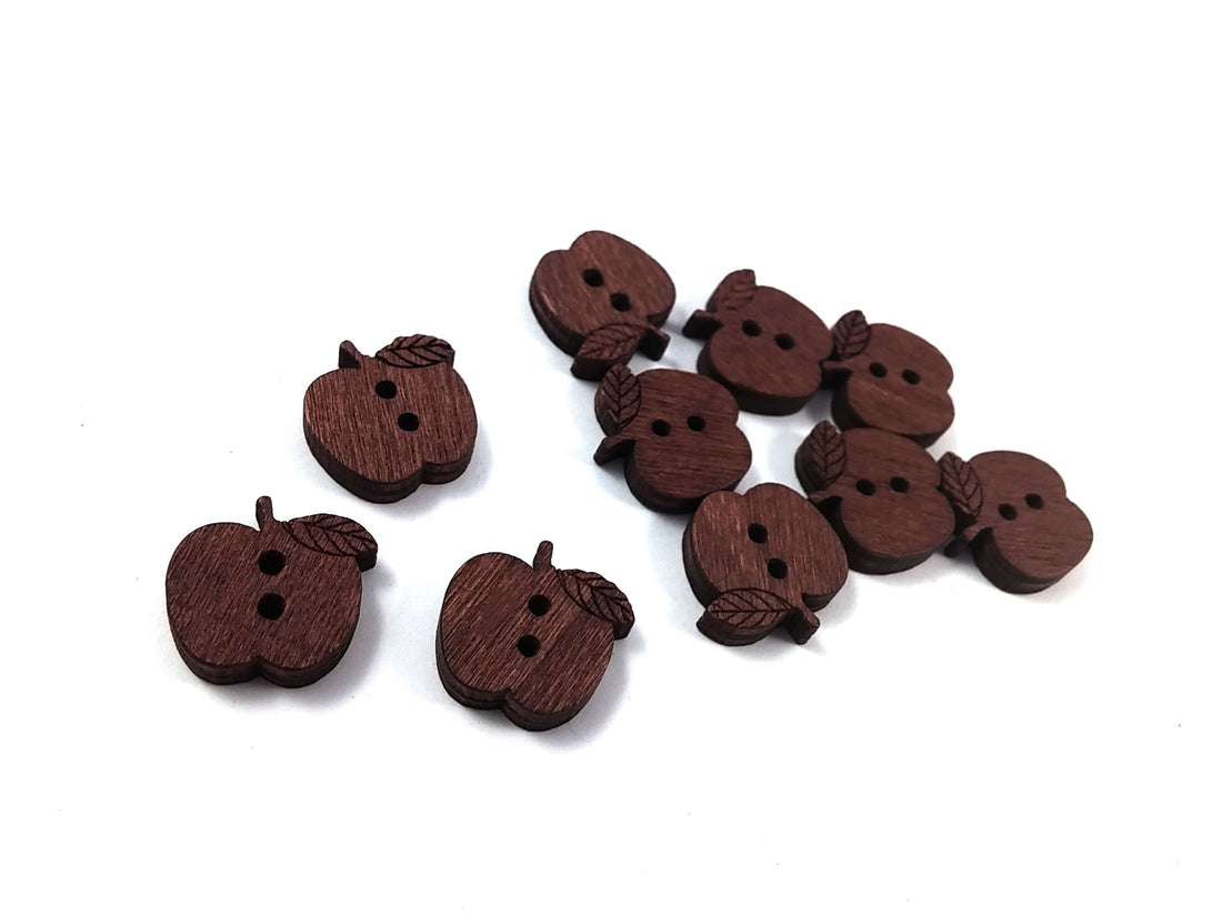 10 Apple Wooden Buttons - craft buttons 16mm