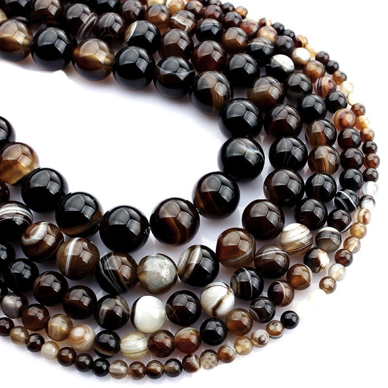 Pierres Naturelles Lace Agate Rondes 4, 6 ou 8mm