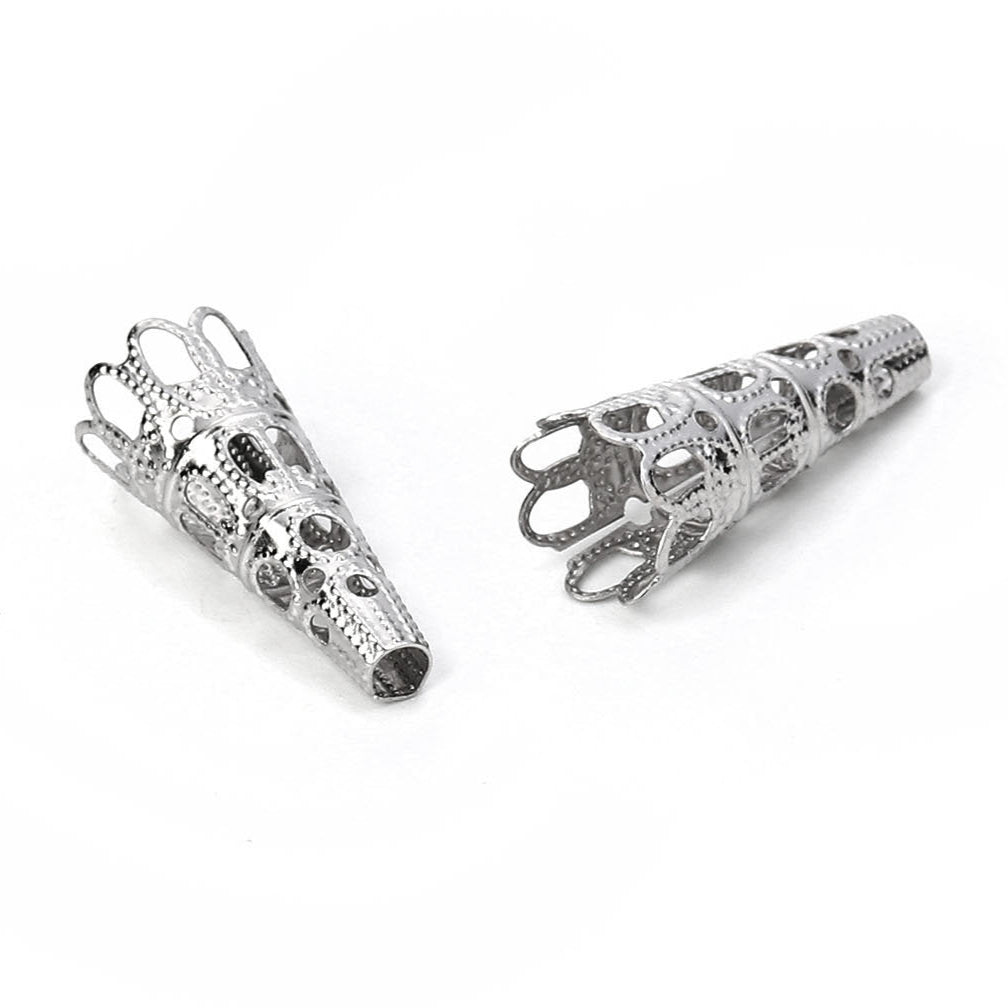 10 stainless steel cone bead caps 22mm