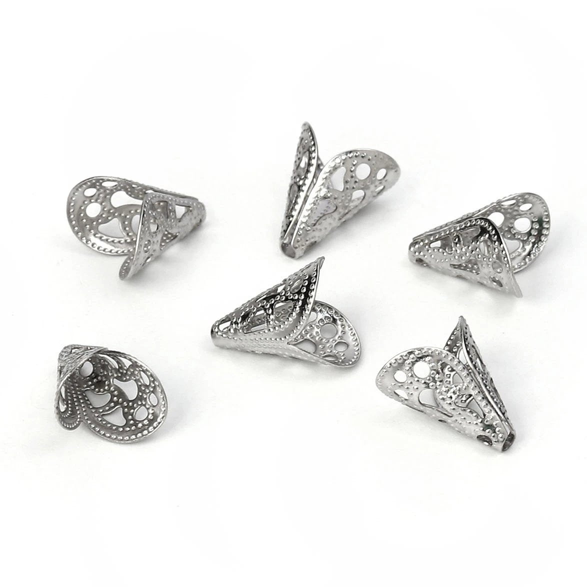 10 Coupelles cones pour perles argents 12mm en acier chirurgical