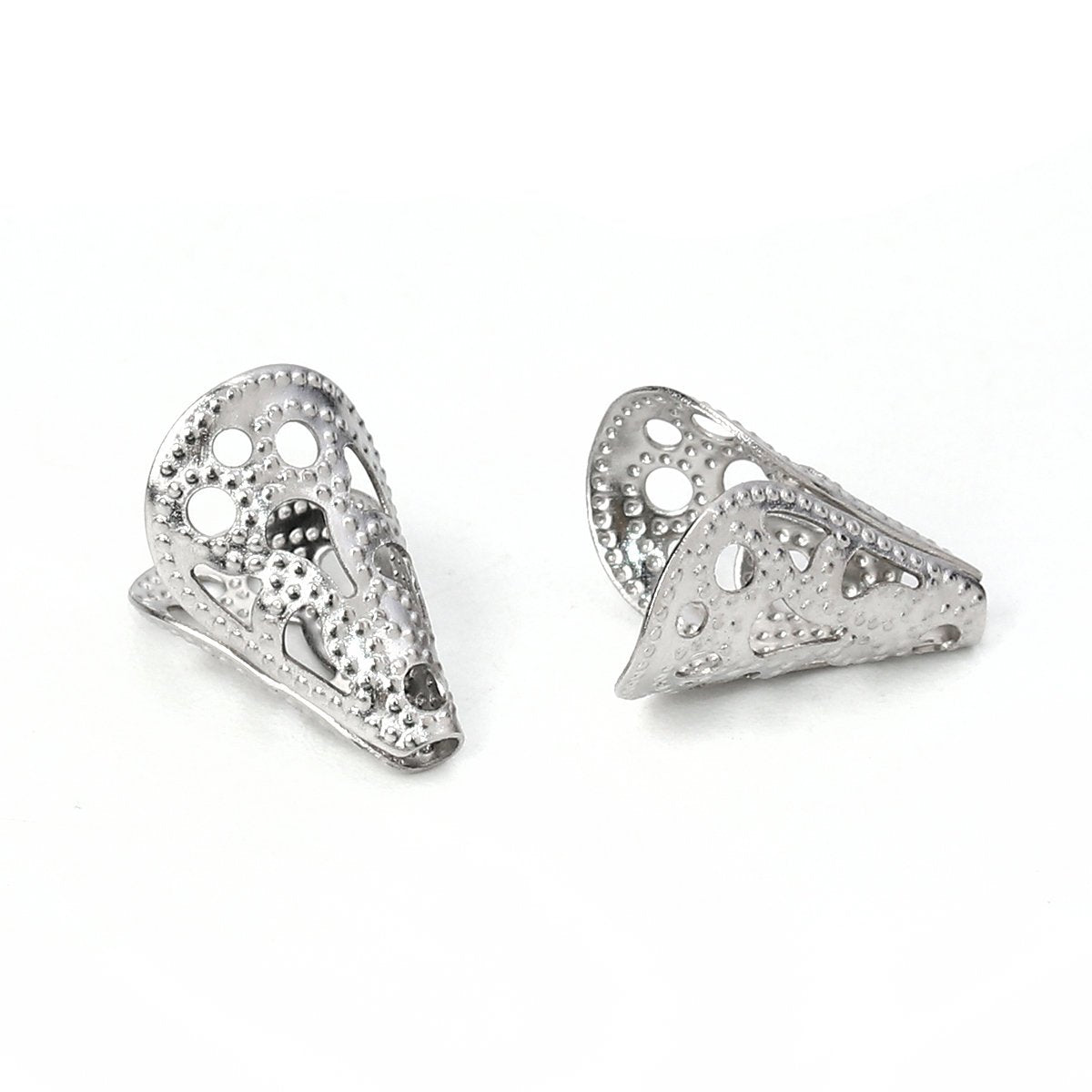 10 Coupelles cones pour perles argents 12mm en acier chirurgical