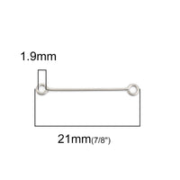 50 Stainless steel double sided eyepins - 19, 21 or 30mm - Hypoallergenic jewelry findings