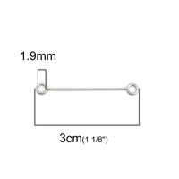 50 Stainless steel double sided eyepins - 19, 21 or 30mm - Hypoallergenic jewelry findings