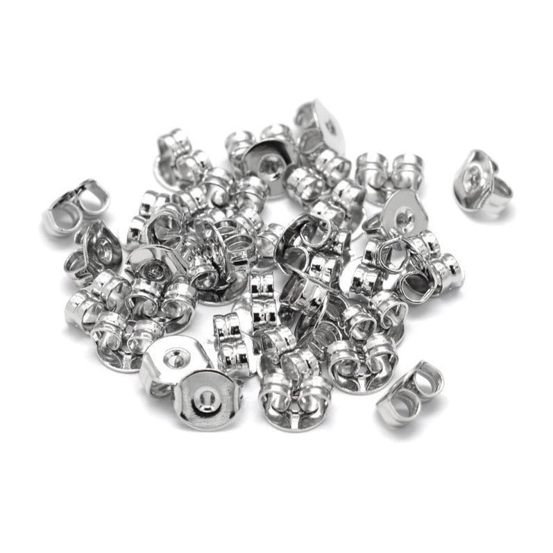 50 Earring back stopper butterfly earnuts hypoallergenic 5mm. Nickel free, lead free and cadmium free