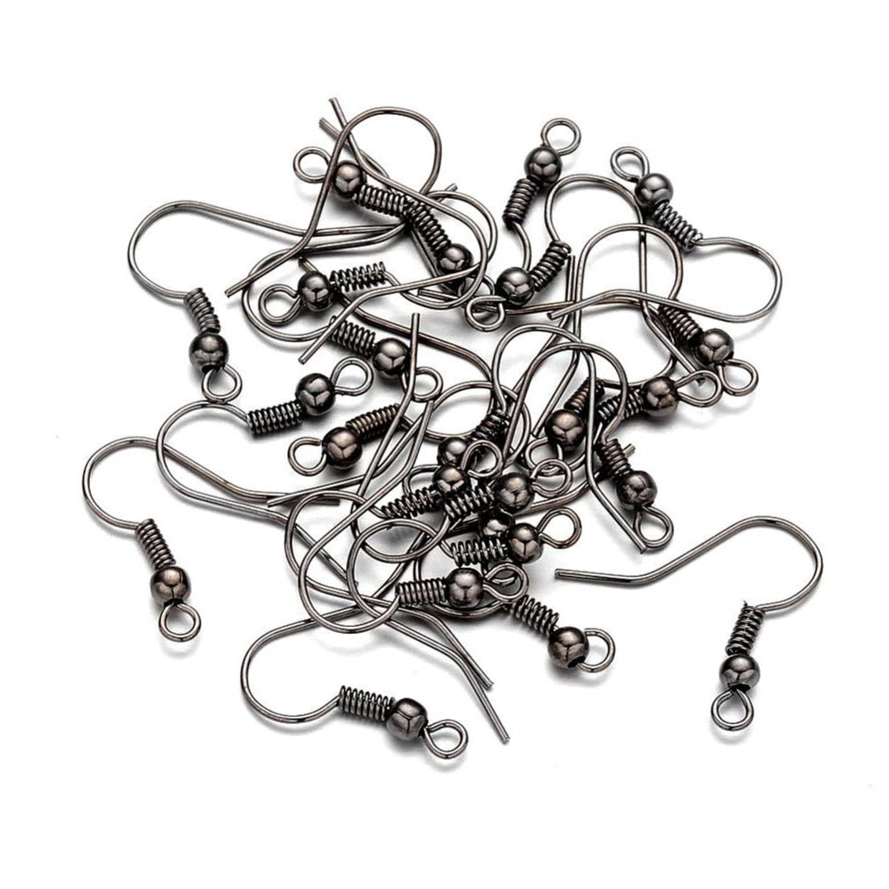 50 Earring hooks - Gunmetal - Nickel free, lead free and cadmium free earwire