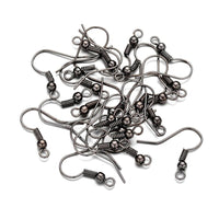 50 Earring hooks - Gunmetal - Nickel free, lead free and cadmium free earwire