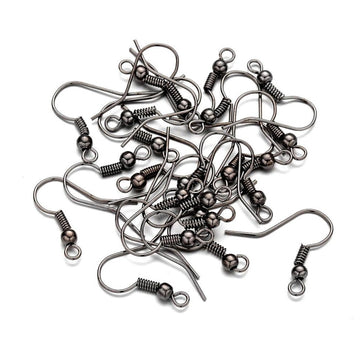 50 Earring hooks - Gunmetal - Nickel free, lead free and cadmium free earwire
