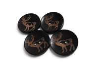 4 Brown Wooden Buttons 35mm -  Rustic Elk
