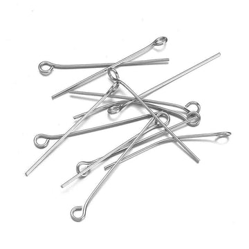 50 Stainless steel eyepins - 30, 40, 50 or 65mm - Hypoallergenic jewelry findings